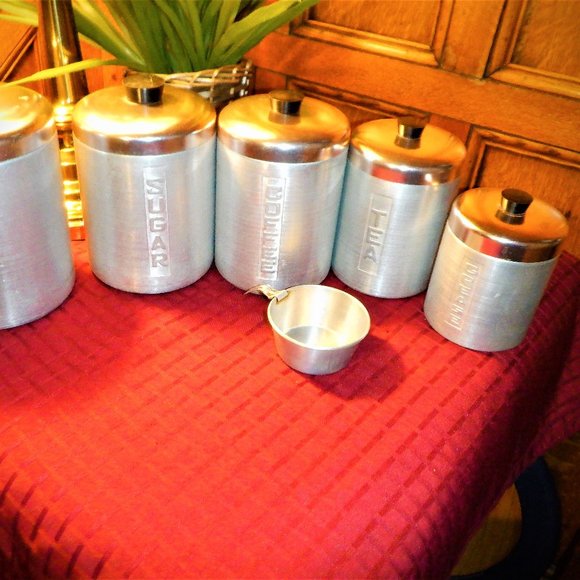 VINTAGE ~ 11 Pc MCM Aluminum ~ CANISTER SET ~ Made in ITALY - Picture 3 of 5